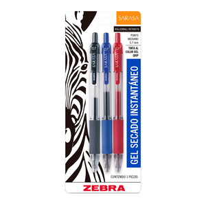 ROLLERBALL ZEBRA SARASA MEDIANO NEGRO, AZUL Y ROJA 3U ROLLERBALL ZEBRA SARASA MEDIANO NEGRO, AZUL Y ROJA 3U