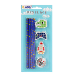 SET ESCOLAR ISTUDY CONCEPTO GAMER DISENO PIXELEADO (INCLUYE 4 LAPICES + 3 BORRADORES + 1 SACAPUNTAS) SET ESCOLAR ISTUDY CONCEPTO GAMER DISENO PIXELEADO (INCLUYE 4 LAPICES + 3 BORRADORES + 1 SACAPUNTAS)