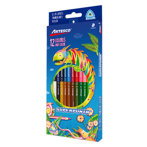 LAPICES DE COLOR ARTESCO DOBLE PUNTA  SUPERPUNTA TRIANGULARES 4MM 12U LAPICES DE COLOR ARTESCO DOBLE PUNTA  SUPERPUNTA TRIANGULARES 4MM 12U