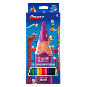 LAPICES DE COLOR ARTESCO SUPERPUNTA TRIANGULARES 4MM 12U + GRAFITO + SACAPUNTAS LAPICES DE COLOR ARTESCO SUPERPUNTA TRIANGULARES 4MM 12U + GRAFITO + SACAPUNTAS