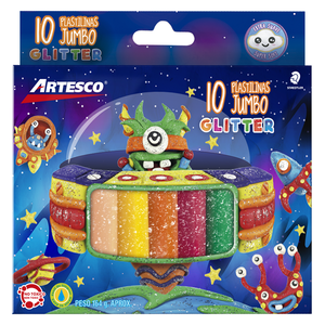 PLASTILINA ARTESCO JUMBO CON GLITTER 10U PLASTILINA ARTESCO JUMBO CON GLITTER 10U
