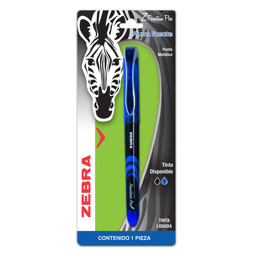 PLUMA FUENTE ZEBRA DESECHABLE PUNTA METALICA Z- AZUL 1U