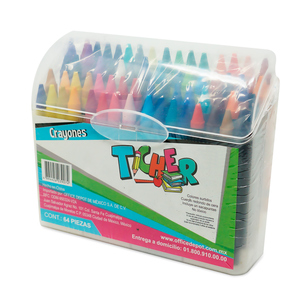 CRAYONES COLORES SURTIDOS EN ESTUCHE C/SACAPUNTAS 64PZ