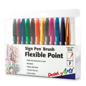 MARCADOR BRUSH PENTEL COLORES 12U