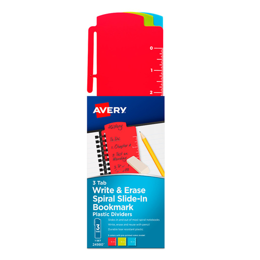 SEPARADOR DE PLÁSTICO DESLIZABLES EN ESPIRAL, ESCRITURA Y BORRADO, COLORES SURTIDOS