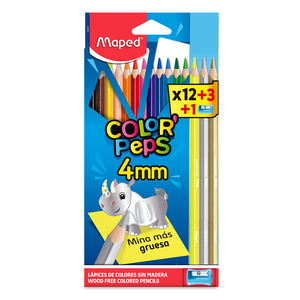 LAPICES DE COLOR PEPS 4MM + SACAPUNTAS 15U LAPICES DE COLOR PEPS 4MM + SACAPUNTAS 15U