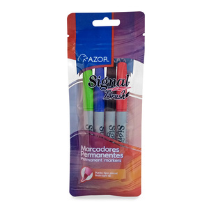 MARCADOR PERMANENTE SIGNAL PINCEL 4U (COLORES SURTIDOS) MARCADOR PERMANENTE SIGNAL PINCEL 4U (COLORES SURTIDOS)