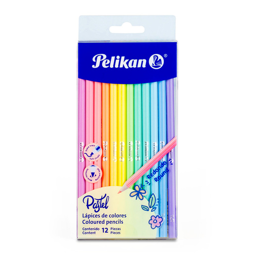 LAPICES DE COLOR PELIKAN PASTEL 12U (MINA 3.3 MM, LARGOS)