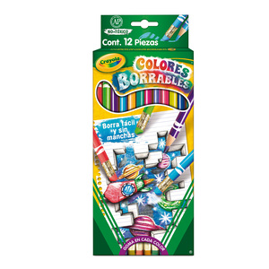 LAPICES DE COLOR CRAYOLA MADERA BORRABLE 12U