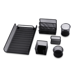 SET DE MESH NEGRO (INCLUYE BANDEJA, PORTA CLIP, PORTA TARJETAS, PORTA NOTAS, PORTA LAPICES, ORGANIZADOR) SET DE MESH NEGRO (INCLUYE BANDEJA, PORTA CLIP, PORTA TARJETAS, PORTA NOTAS, PORTA LAPICES, ORGANIZADOR)