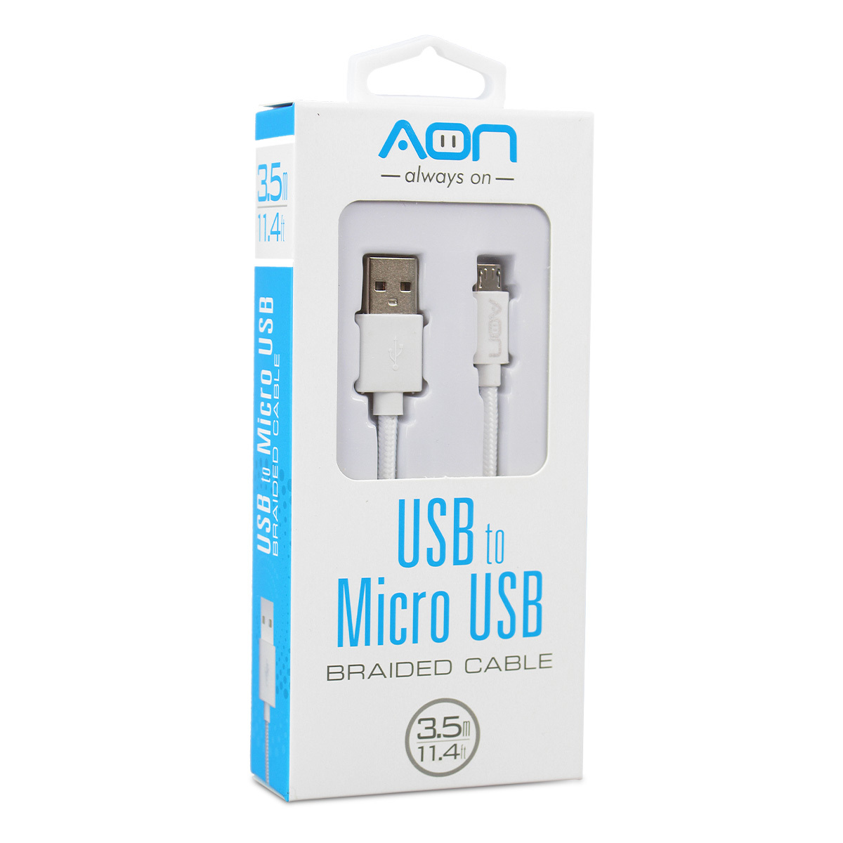 CABLE USB A MICRO 3.5MTS BLANCO MARCA AON