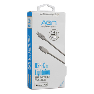 CABLE TIPO C A LIGHTING 3MTS BLANCO MARCA AON