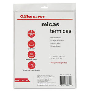 MICA OFFICE DEPOT CARTA 15U (8 MILESIMAS, RIGIDA) MICA OFFICE DEPOT CARTA 15U (8 MILESIMAS, RIGIDA)
