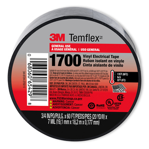 CINTA DE AISLAR TEMFLEX NEGRO 3/4""" X 60 PIES 1U CINTA DE AISLAR TEMFLEX NEGRO 3/4""" X 60 PIES 1U
