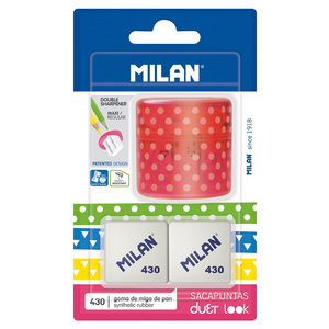 SACAPUNTAS MILAN ROSA+2 BORRADORES MILAN SACAPUNTAS MILAN ROSA+2 BORRADORES MILAN