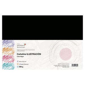 CARTULINA ILUSTRACION NEGRA 950GR  (MEDIDAS 38 X