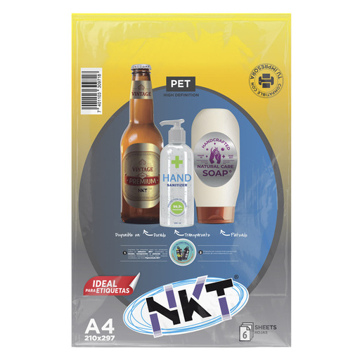 PAPEL ADHESIVO A4 TRANSPARENTE GLOSSY 6H