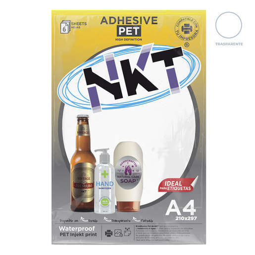 PAPEL ADHESIVO A4 TRANSPARENTE GLOSSY 6H