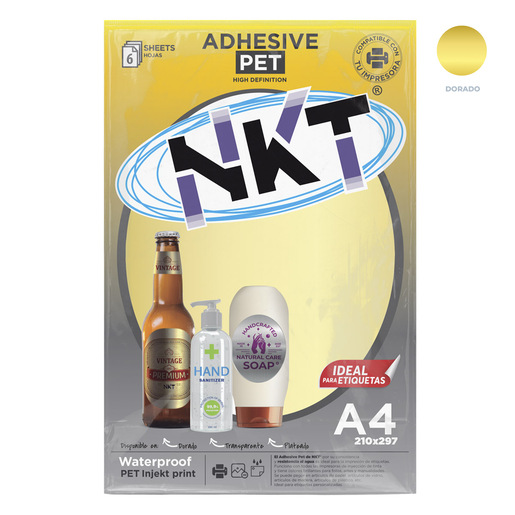 PAPEL ADHESIVO A4 DORADO GLOSSY 6H