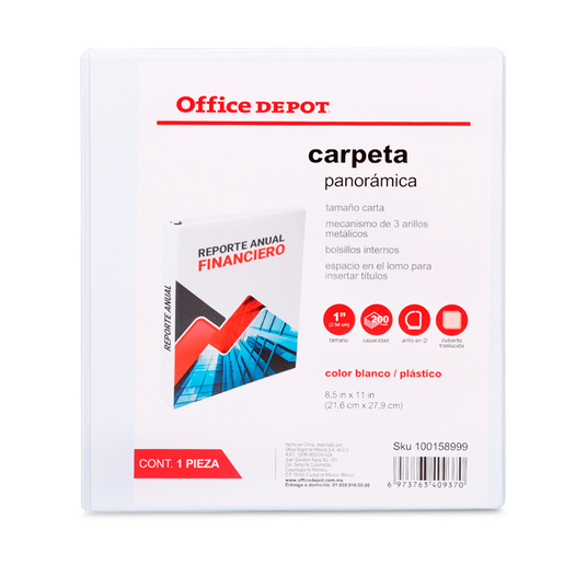 CARPETA, 3 ARILLOS EN  D , TAMANO CARTA, 1.0 PULG