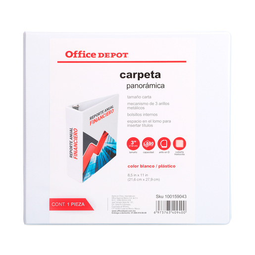 CARPETA, 3 ARILLOS EN  D , TAMANO CARTA, 3.0 PULG