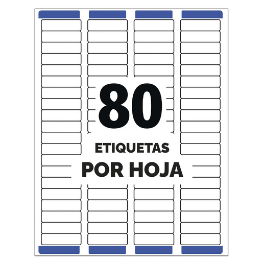 ETIQUETA BLANCA PERMANENTE LÁSER 1.3 CM X 4.5 CM PAQ 2000