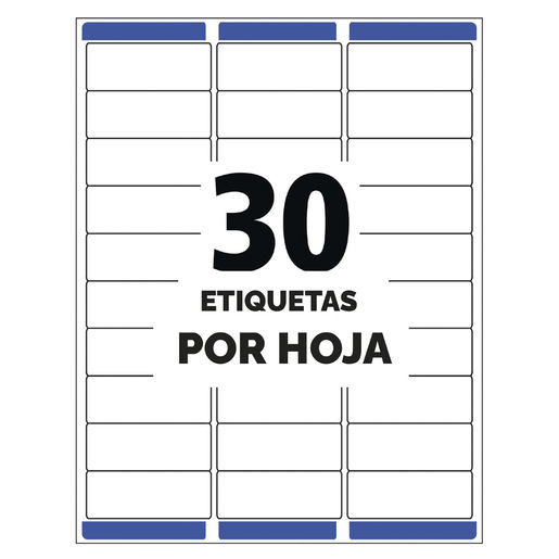 ETIQUETA BLANCA PERMANENTE LÁSER 2.5 CM X 6.7 CM PAQ 750
