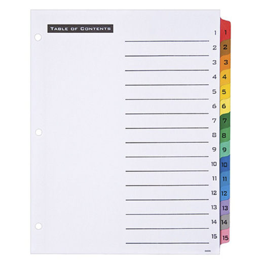 SEPARADORES PREDISEÑADOS MULTICOLOR 1-15