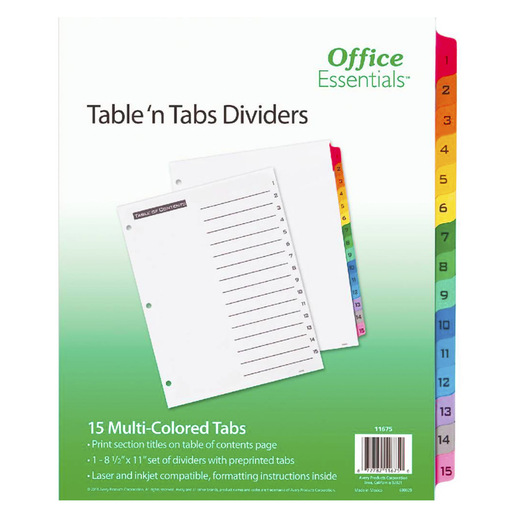 SEPARADORES PREDISEÑADOS MULTICOLOR 1-15