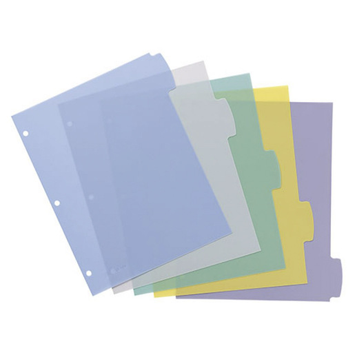 SEPARADOR BORRABLE DE PLÁSTICO, 5 PESTAÑAS MULTICOLOR, 1 JUEGO.