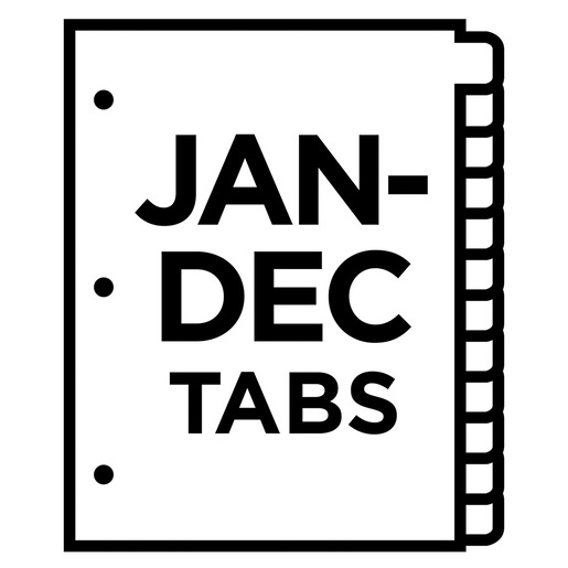 SEPARADOR PREDISEÑADO CON PESTAÑAS BLANCAS MENSUAL