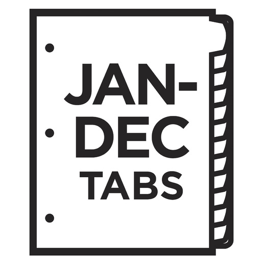 SEPARADOR PREDISEÑADO CON PESTAÑAS MULTICOLOR MENSUAL