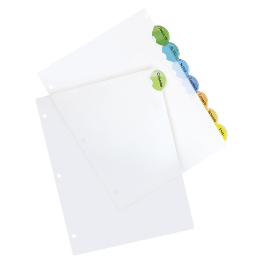 SEPARADORES PLÁSTICOS INSERTABLES 8 PESTAÑAS MULTICOLOR.