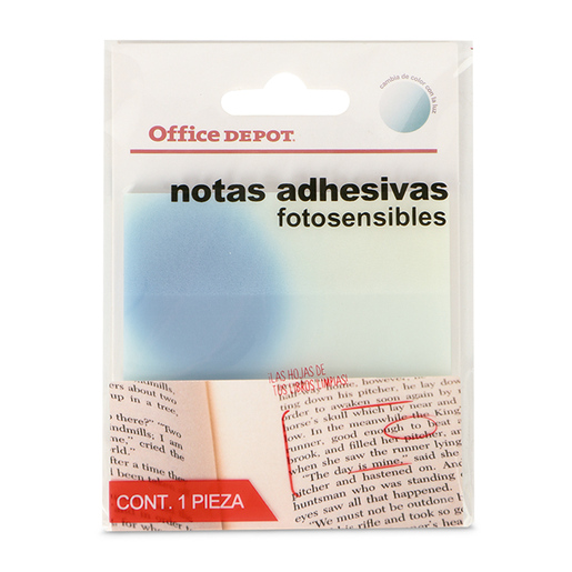 NOTAS ADHESIVAS OFFICE DEPOT FOTOSENSIBLES 50H (CAMBIA COLOR BAJO LA LUZ, ROSA - AZUL)