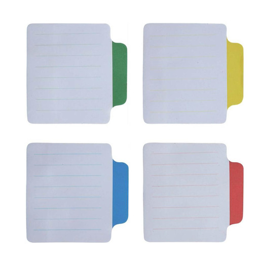 BANDERITAS JOHN SHEN 7X7CM BLANCAS CON VINETA DE COLOR 25U