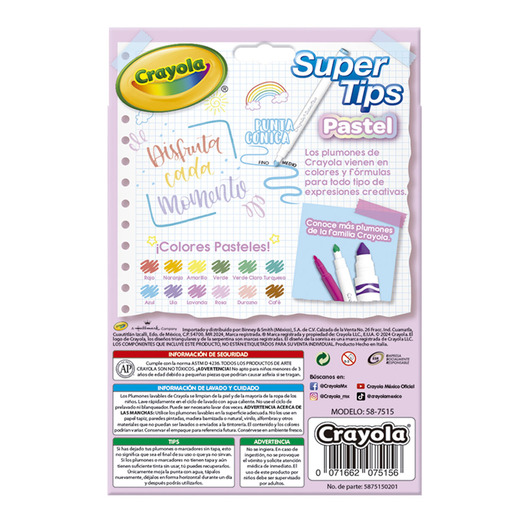 MARCADORES CRAYOLA SUPERTIPS PASTEL 12U
