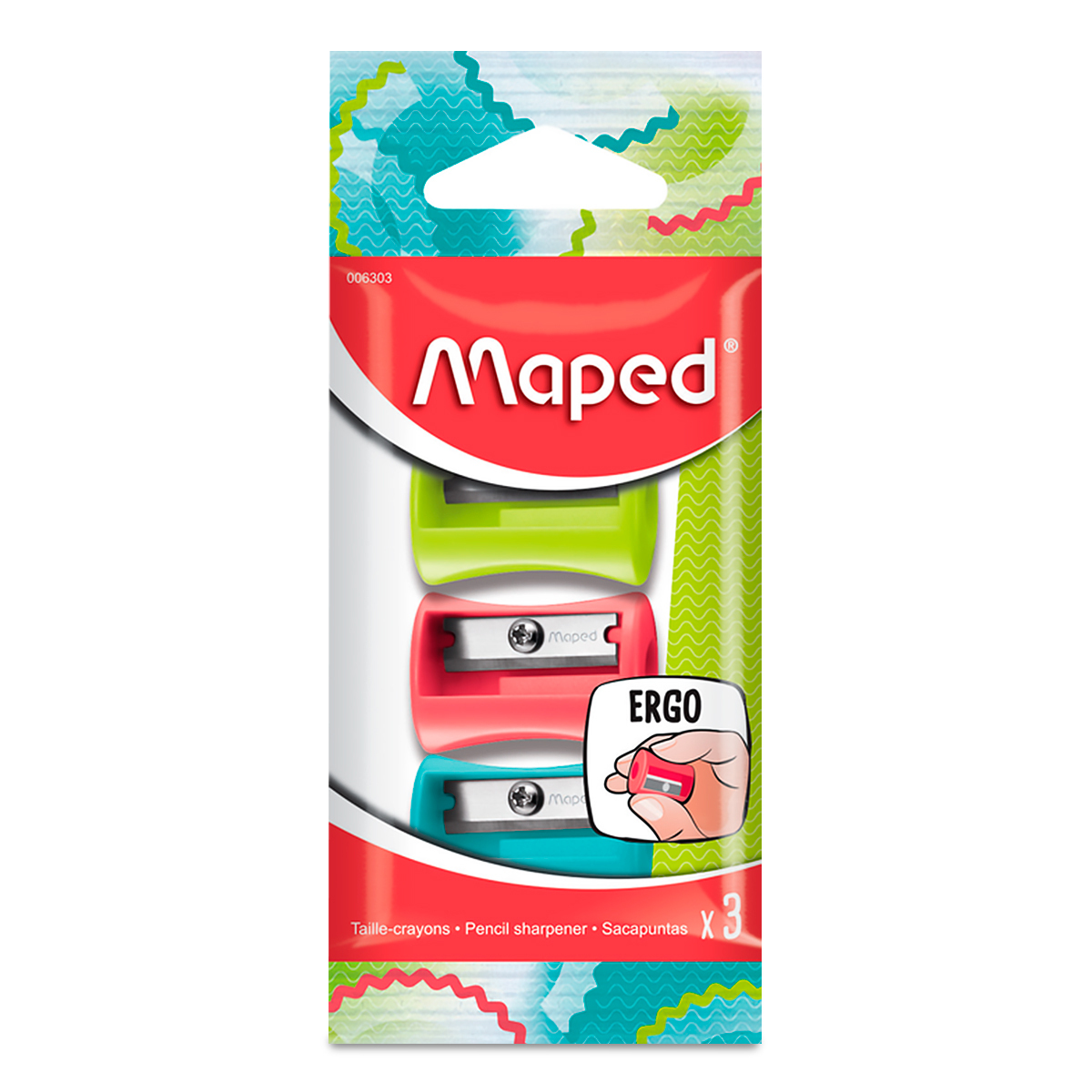 SACAPUNTAS DE PLASTICO B/3 VIVO